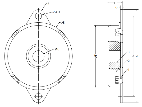 Rotary Damper Drawing For Auto Seats