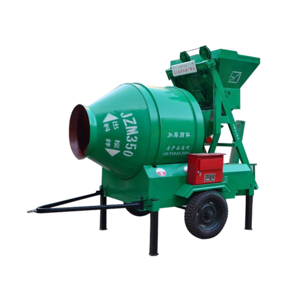 Batidora eléctrica de tambor giratorio con cucharón de fijación Electric rotating drum concrete mixer with fixing bucket