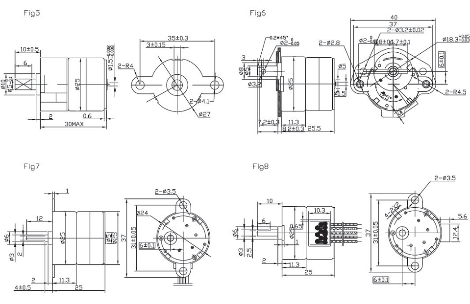 25mm PM stepper motors with permanent magnets / plastic or metal gears