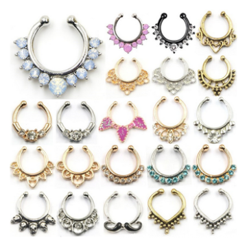 New Hot Sale Crystal Fake Nose Ring Hoop Nose Rings Fake Septum