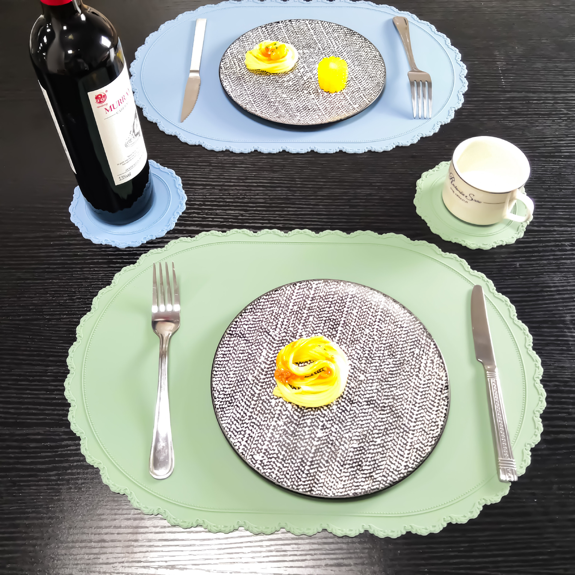 silicone table mat and cup mat set MFZ-I014 silicone table mat and cup mat set MFZ-I014