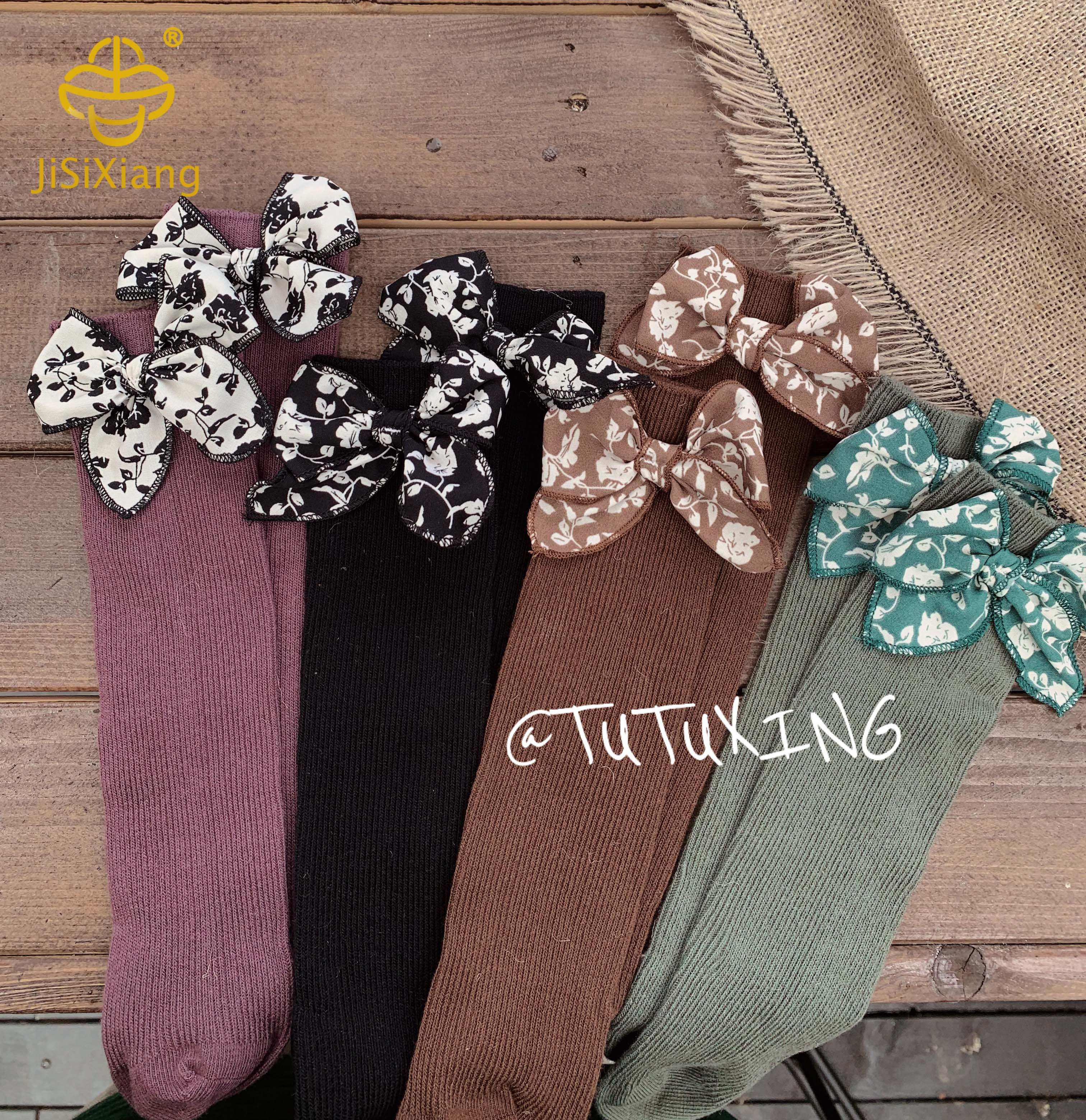 Floral Bow Middle Tube Lolita Calf Socks Floral Bow Middle Tube Lolita Calf Socks