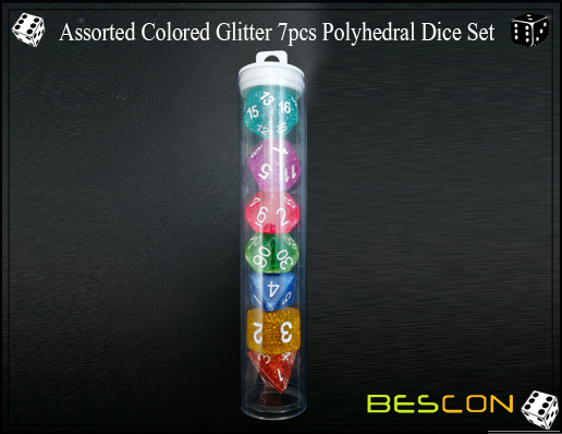 Ensemble de dés multicolores 7pcs multicolores Ensemble de dés multicolores-5 Assorted Colored Glitter 7pcs Polyhedral Dice Set-5