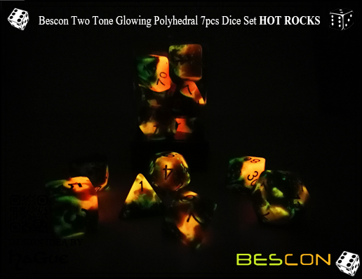 Bescon Two Tone Glowing Polyhedral 7pcs Dice Set HOT ROCKS-4 Bescon Two Tone Glowing Polyhedral 7pcs Dice Set HOT ROCKS-4