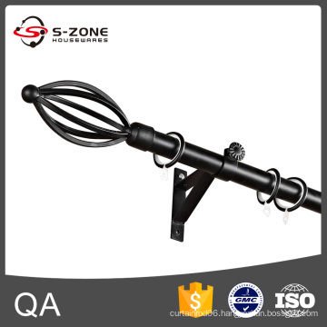 Top Design Wrought Iron Decoration Curtain Rod With Finial Bracket
