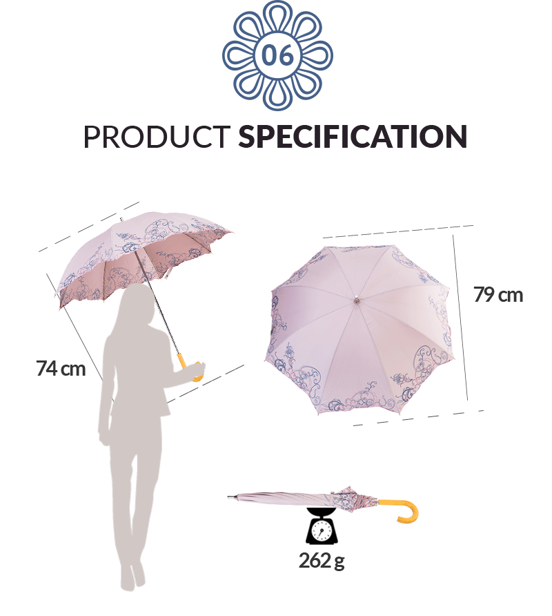 ピンクスライドパラソル女性S刺繍ストレート傘仕様 Pink Slide Parasol Women S Embroidery Straight Umbrella Spec