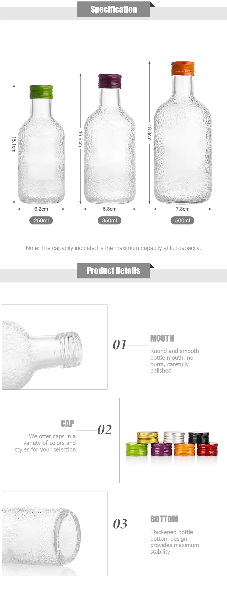 250ml 350ml 500ml Beverage Glass Bottle 250ml 350ml 500ml Beverage Glass Bottle
