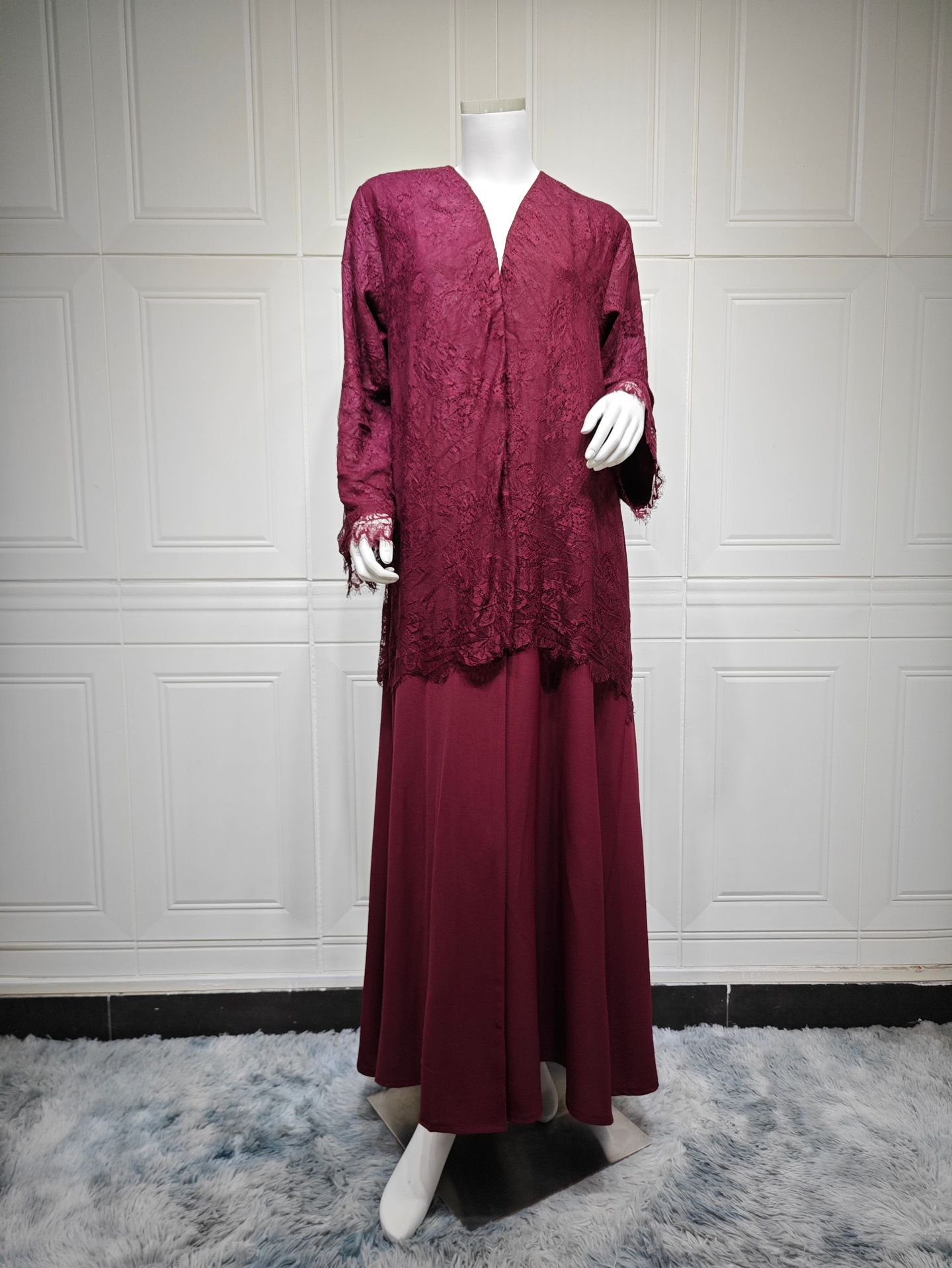 Lace Abaya Cardigan MQ281 (6) Lace Abaya Cardigan MQ281 (6)