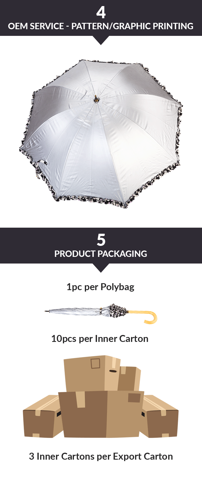 Silberbeschichtung Printed Dome Straight Umbrella Oem Silver Coating Printed Dome Straight Umbrella Oem