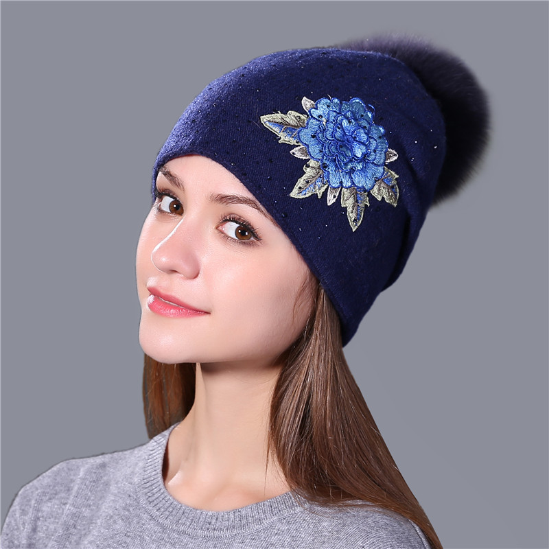 Chapeau de laine brodé à la mode Fashion Embroidery Wool Hat
