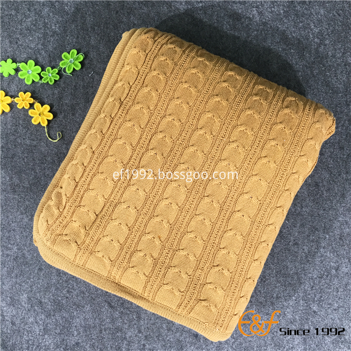 High quality cotton knitted throw blanket High quality cotton knitted throw blanket