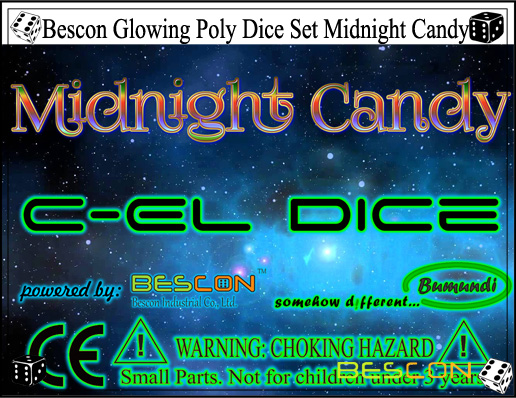Bescon Glühende Poly Würfel Set Midnight Candy-6 Bescon Glowing Poly Dice Set Midnight Candy-6