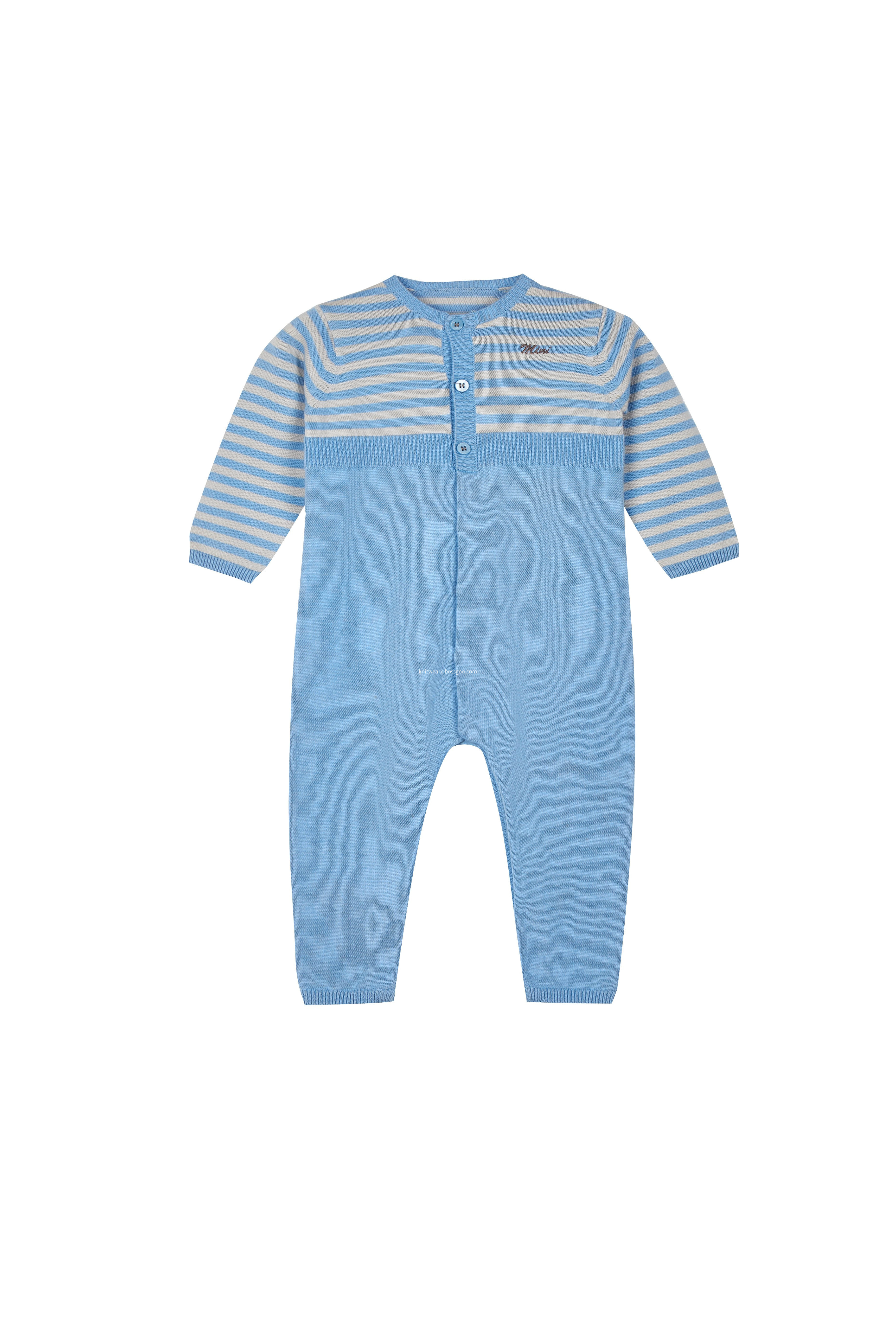 Boy's Girl's Knitted Stripe Buttoned Baby Pajamas Romper