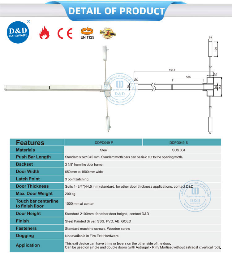 panic bar exit device Emergency Exit Door Panic Bar