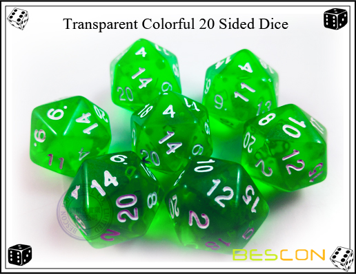 Transparent Colorful 20 Sided Dice-4 Transparent Colorful 20 Sided Dice-4