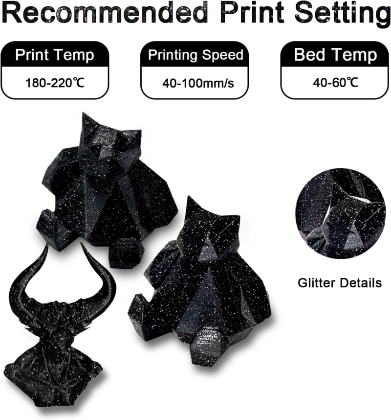 PLA Filament 1.75mm Galaxy Glitter Black PLA Filament 1.75mm Galaxy Glitter Black