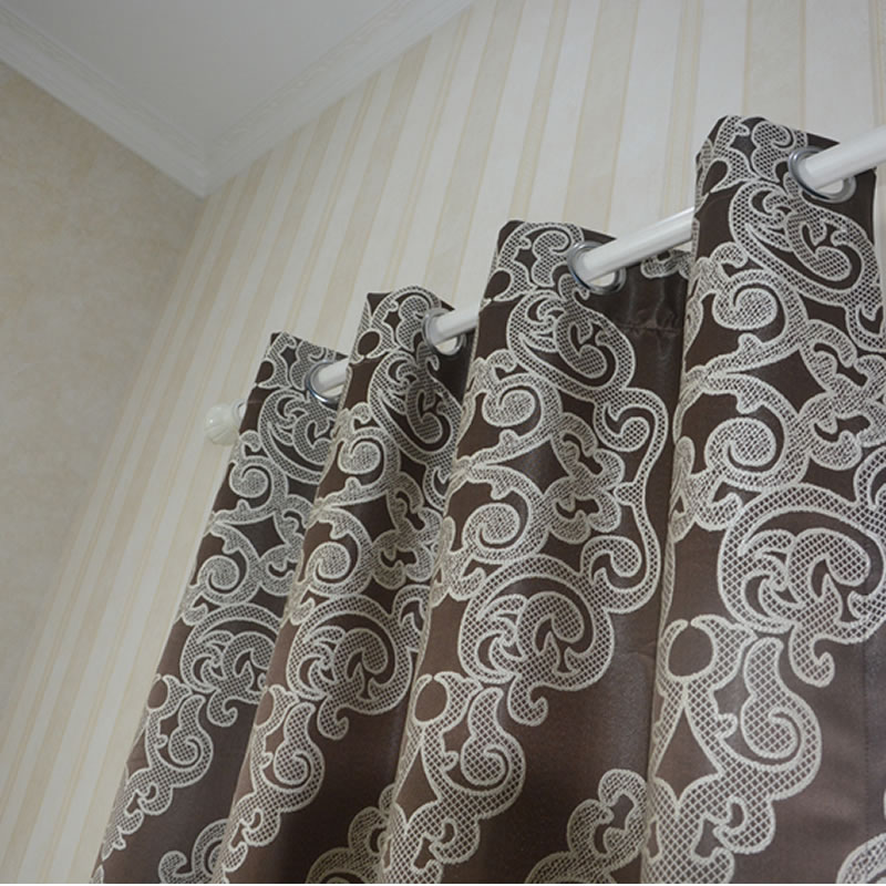 Polyester Embroidery Like Jacquard Curtain Rod Fabric GF024 Chocolate