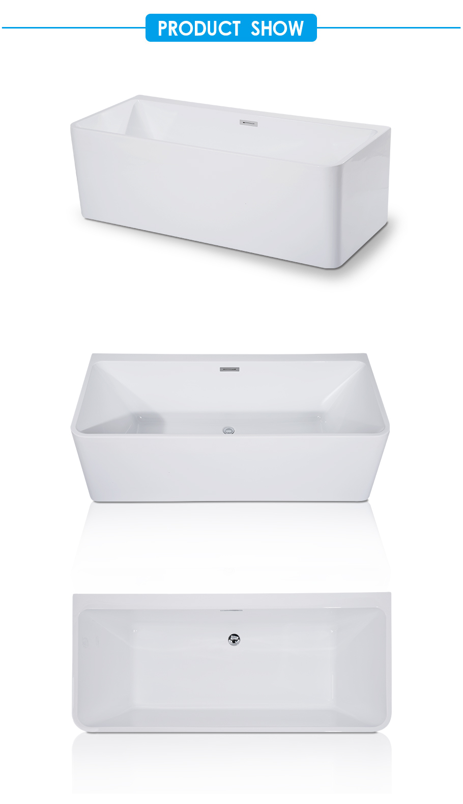 Arrington Acrylic Freestanding Tub Against the Wall China Manufacturer