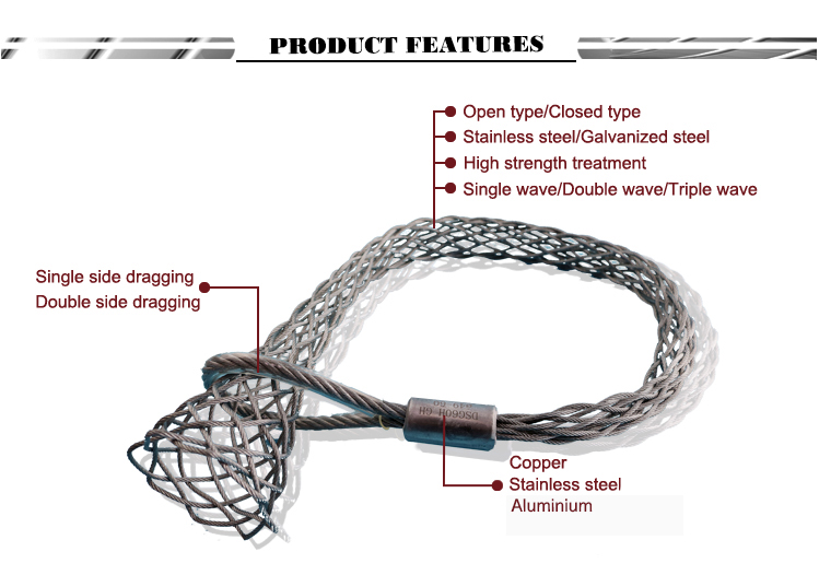 Одинарный оцинкованный стальной тросовый захват Single Eye Galvanized Steel Cable Pulling Grip