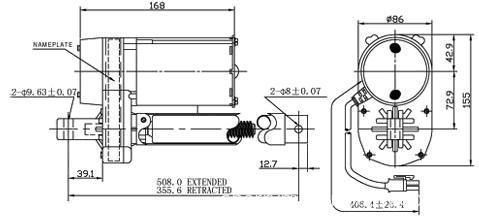 86YD1022 ac linear actuator /dimension