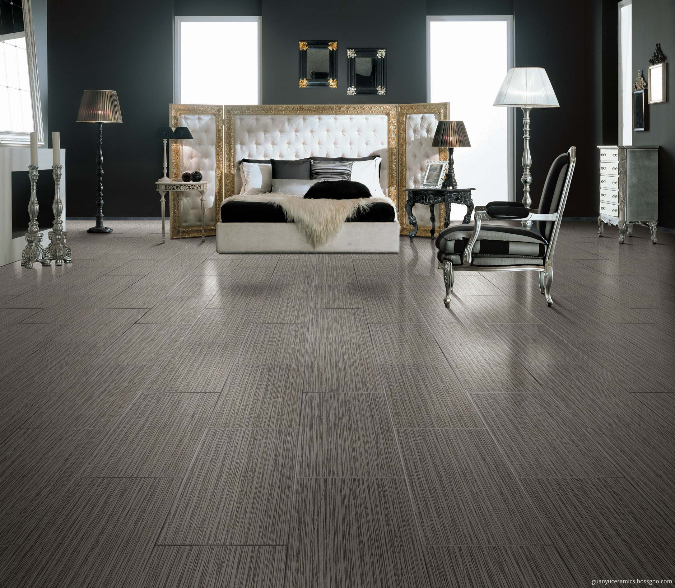 Gray Line Star Non-Slip Rustic Porcelain Tile