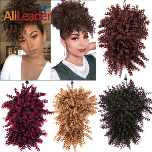 High Puff Kinky Curly Drawstring Ponytail With Bangs