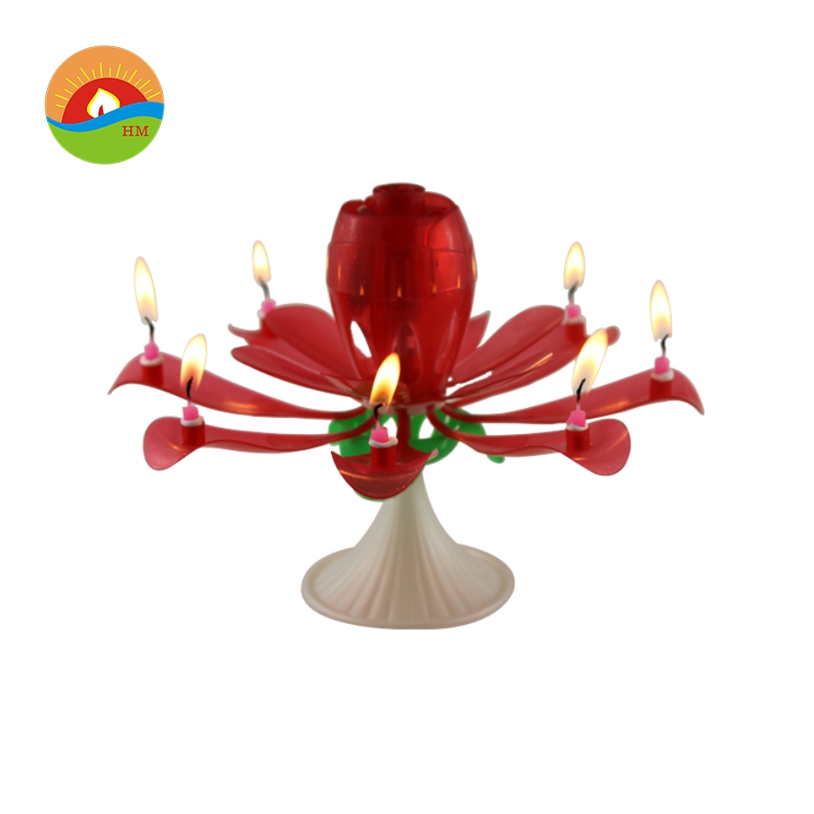Musical Spinning Rotierende Lotus Flower Party Geburtstags Kerze Geschenk-1PC