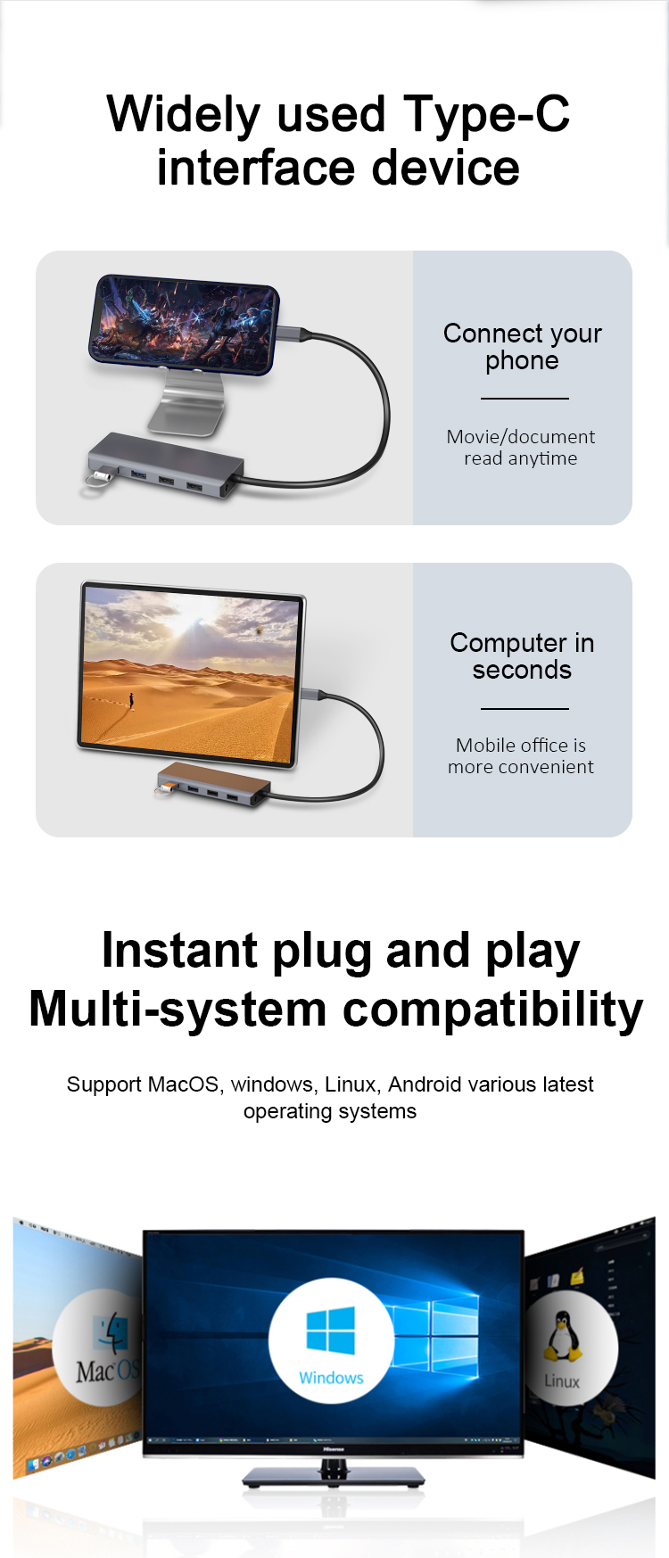 11-in-1 Type-C usb hub docking station 11-in-1 Type-C usb hub docking station