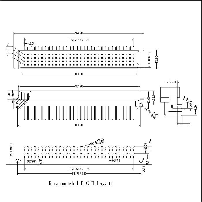 DMR-XX-XXX-402 DIN 41612 Right Angle Plug Type C Connectors 128 Positions DMR-XX-XXX-402 DIN 41612 Right Angle Plug Type C Connectors 128 Positions