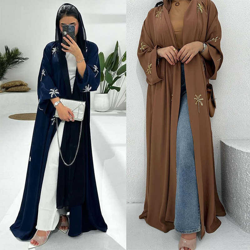 Sequin Embroidered Open Abaya Cardigan (2) Sequin Embroidered Open Abaya Cardigan
