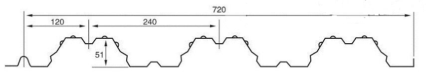 drawing profile of steel floor deck roll forming machine