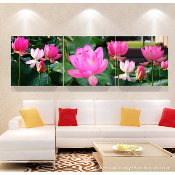 3 Panel Wall Art Oil Painting Lotus Painting Home Decoration