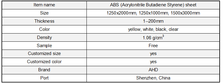ABS sheet size ABS sheet size