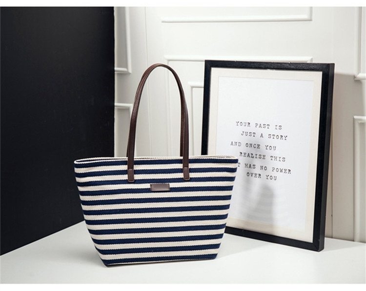 Streep canvas handtas Stripe Canvas Handbag