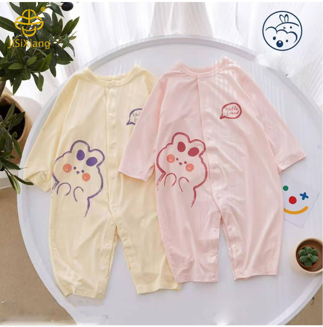 Cute cartoon elephant print baby jumpsuit Cute cartoon elephant print baby jumpsuit