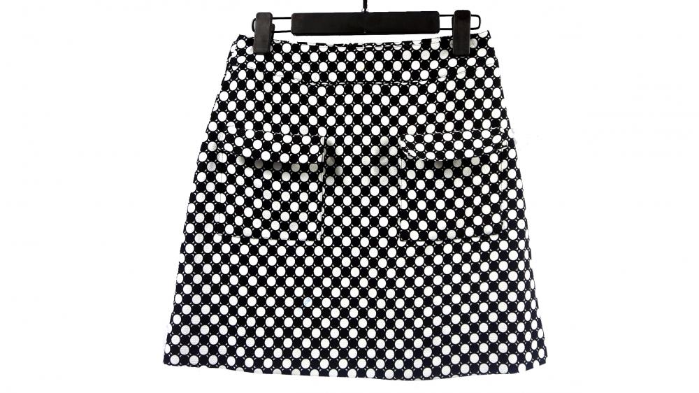 Черно-белая женская юбка с принтом в горошек Black And White Dot Printed Women's Skirt