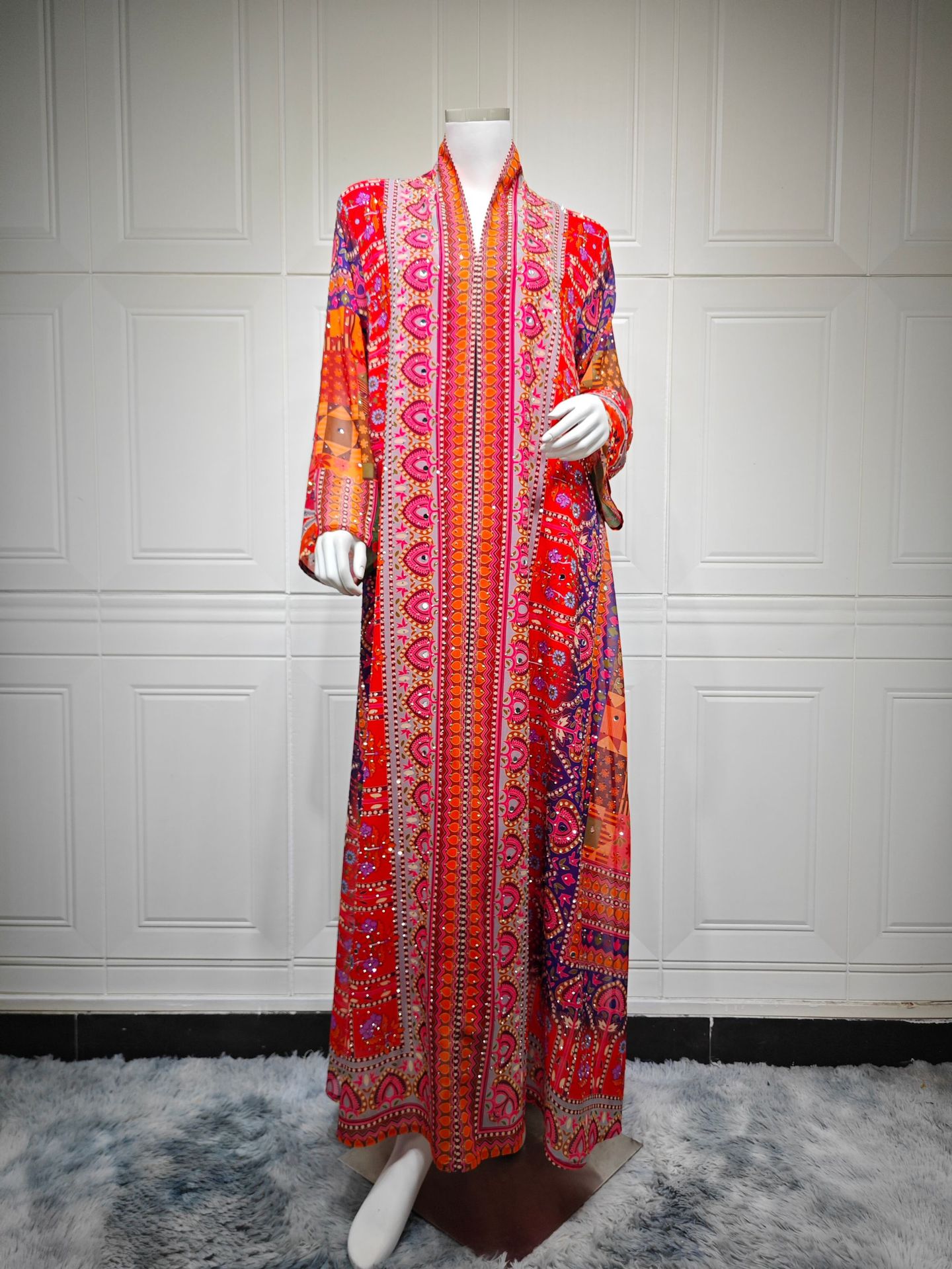 Floral Print Dubai Abaya Dress Detail Dubai Floral Abaya Dress Detail
