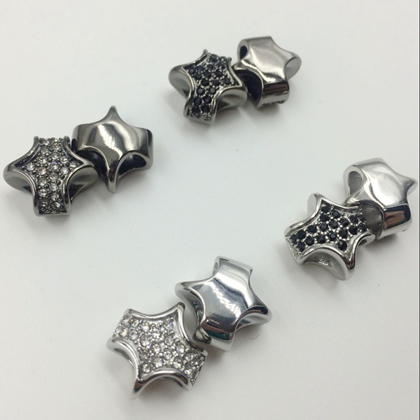 ハイグレードCZストーンレザーブレスレット四角いチャーム High Grade CZ Stone Leather Bracelet Quadrangular Charms
