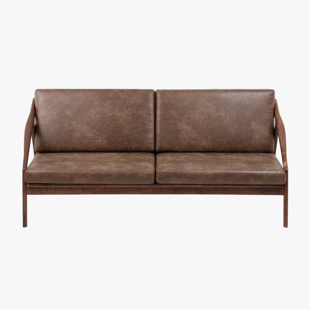 Ledernes Sofa aus Holz Leather Wooden Sofa