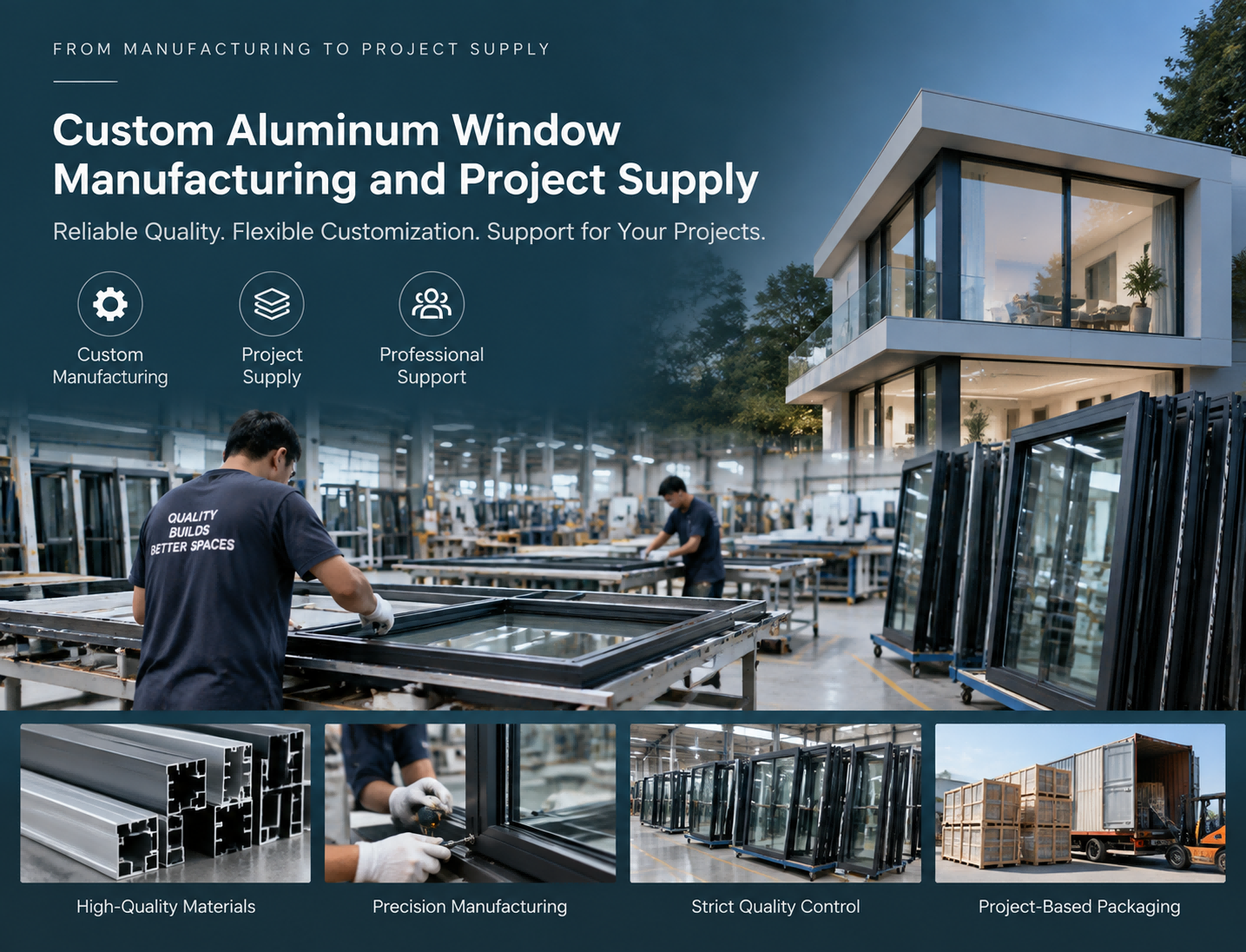 Custom aluminum window manufacturing and project supply