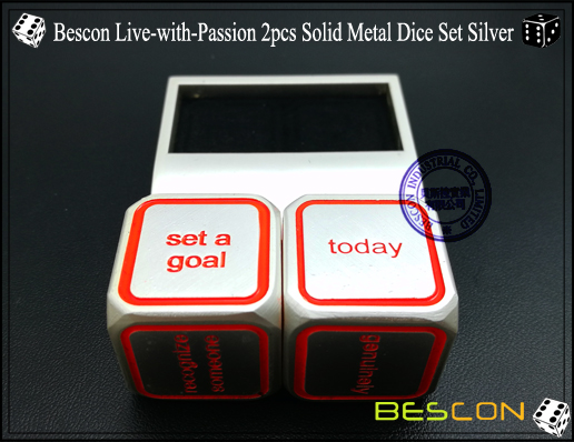 Bescon Live-with-Passion Jeu de dés en métal solide 2pcs Argent-4 Bescon Live-with-Passion 2pcs Solid Metal Dice Set Silver-4