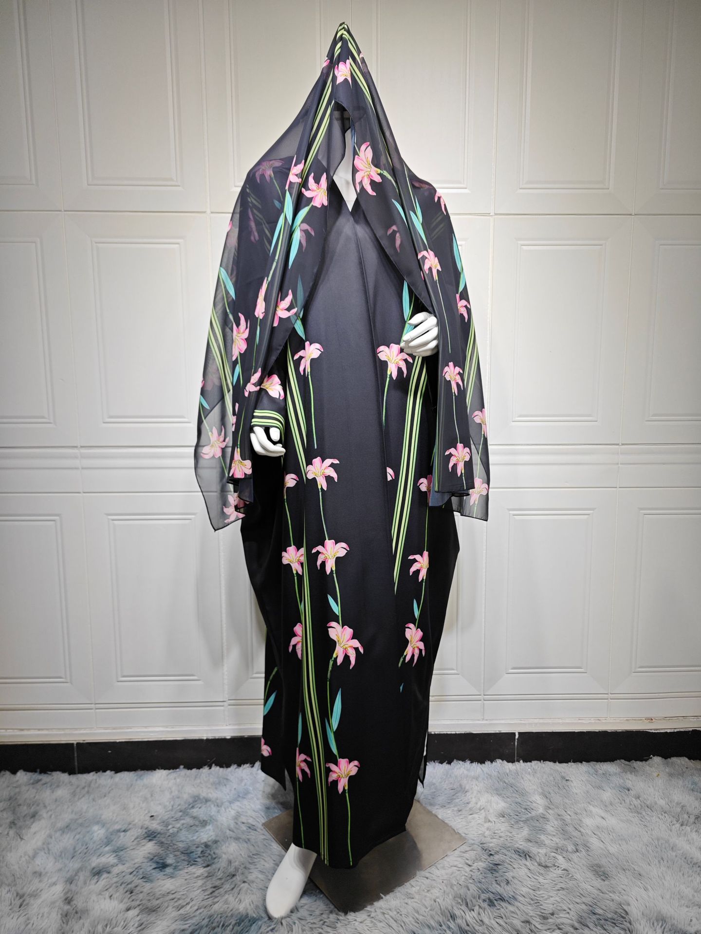 New Turkish Kimono Muslim Long Cardigan Abaya Floral Printed Islamic Clothing Modest Saudi Arabia Dubai Abaya with Hijab5 New Turkish Kimono Muslim Long Cardigan Abaya Floral Printed Islamic Clothing Modest Saudi Arabia Dubai Abaya with Hijab5