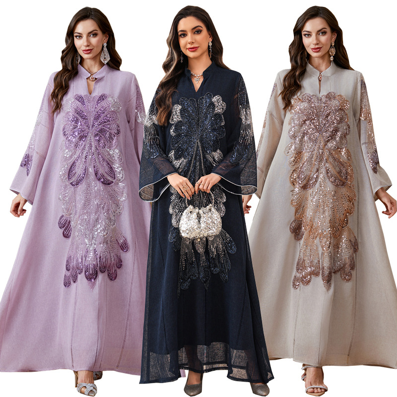 Beaded Sequin Embroidered Kaftan Abaya Detail Beaded Sequin Embroidered Kaftan Abaya Detail