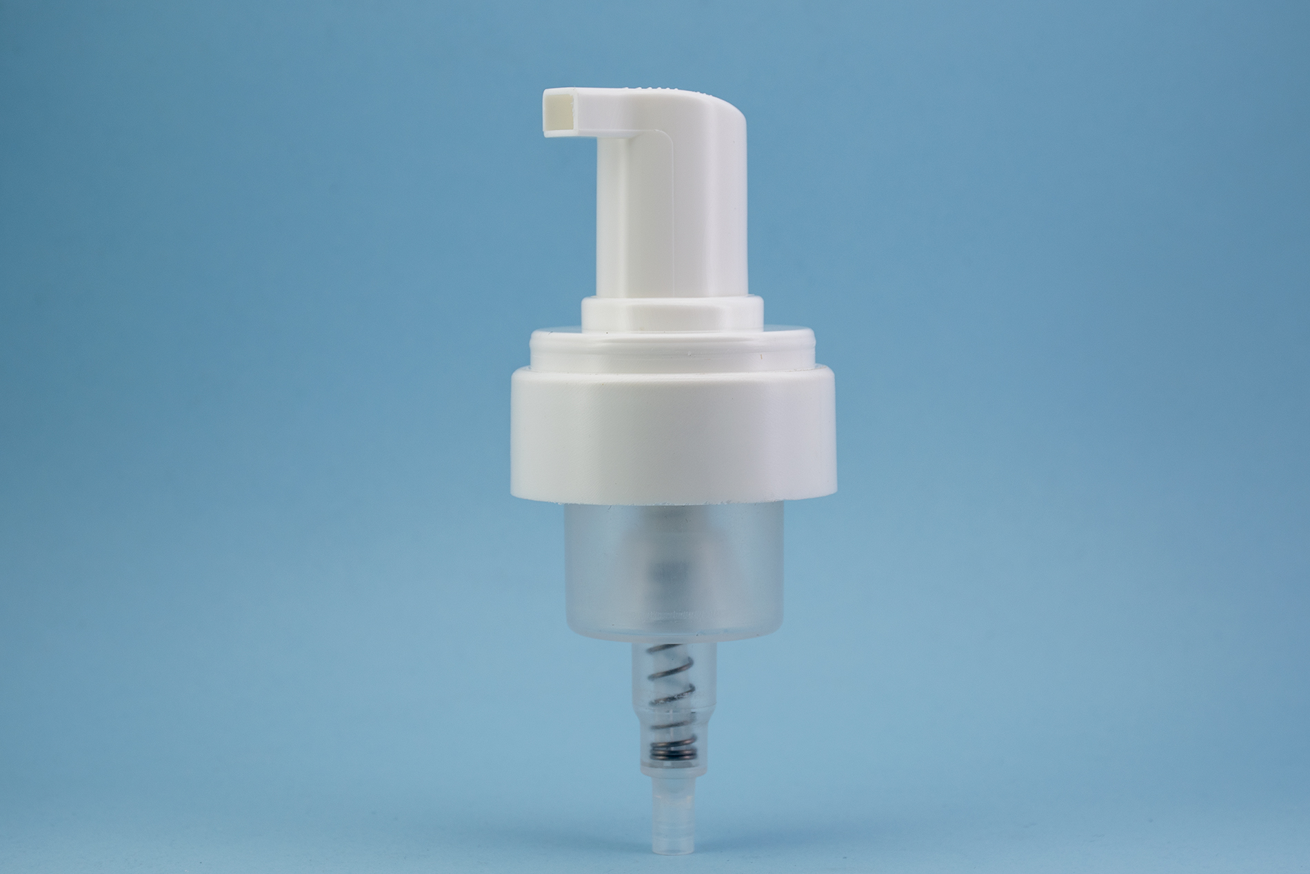 43MM white smooth foamer pump with transparent cap 43MM white smooth foamer pump with transparent cap