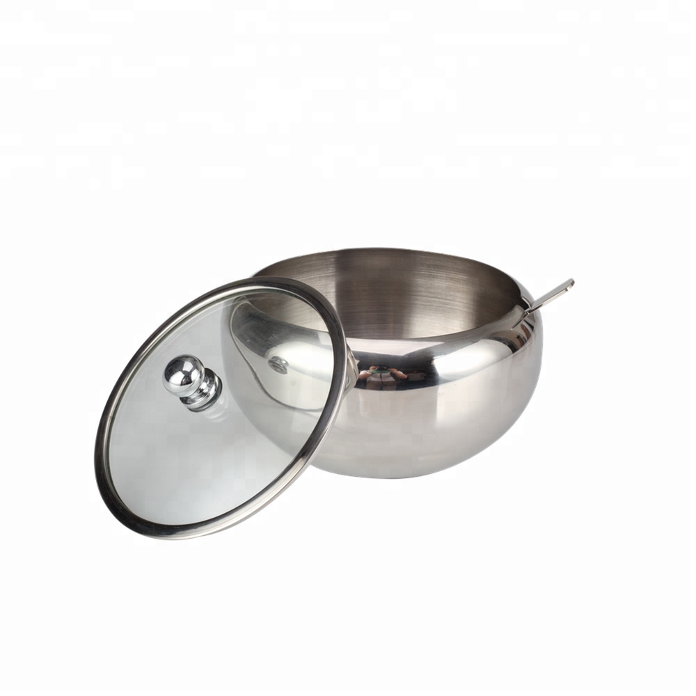 Stainless Steel Sugar Bowl With Clear Lid 3