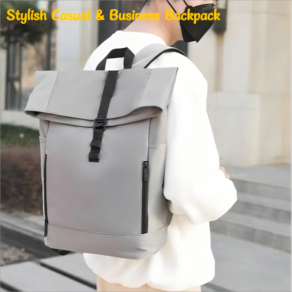 Durable roll-top laptop backpack for commuters Durable roll-top laptop backpack for commuters