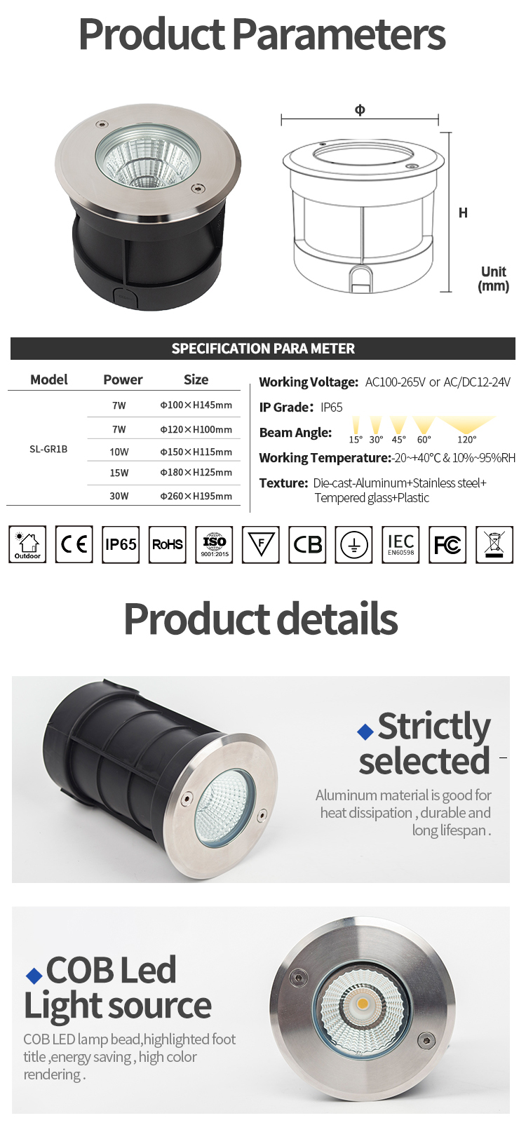 cob led inground light cob led inground light