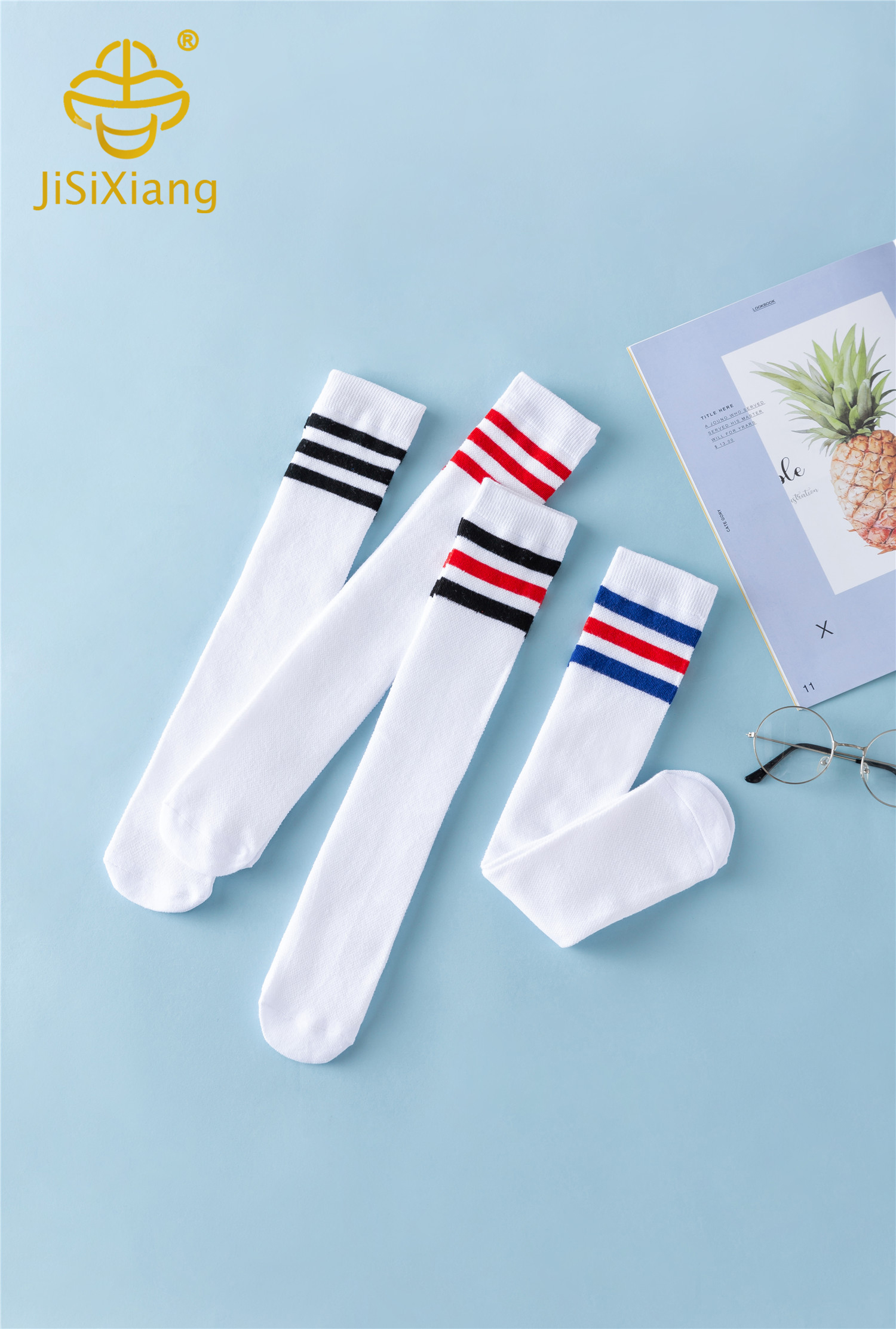 Girls' High Tube White Long Tube Knee Over Sports Socks1 Girls' High Tube White Long Tube Knee Over Sports Socks1