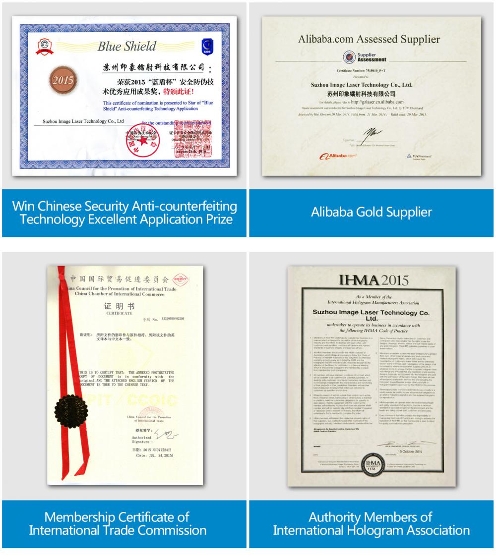 Certificate of Custom Hologram Certificate of Custom Hologram