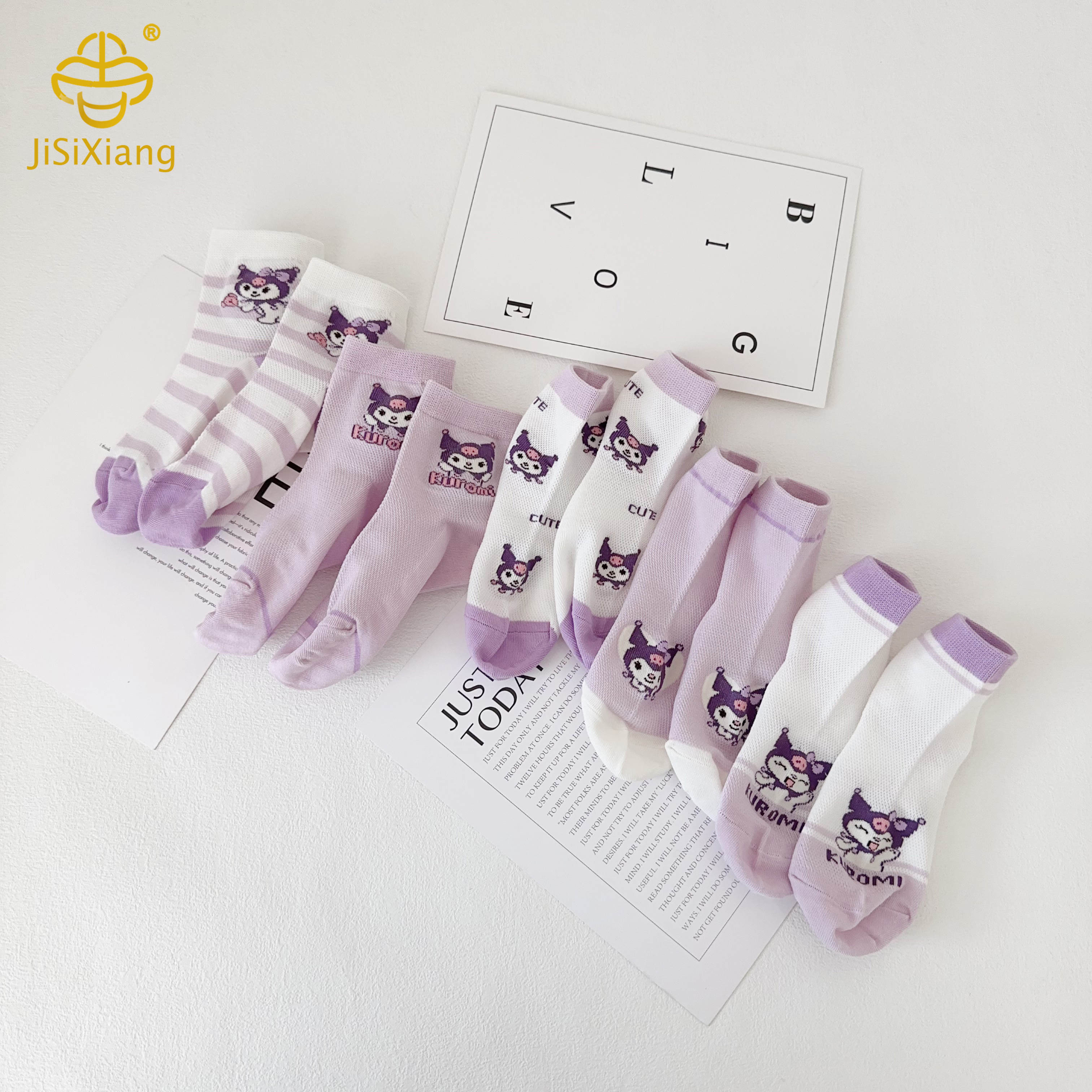 Korean version cartoon Kuromi short socks for girls boneless socks Korean version cartoon Kuromi short socks for girls boneless socks
